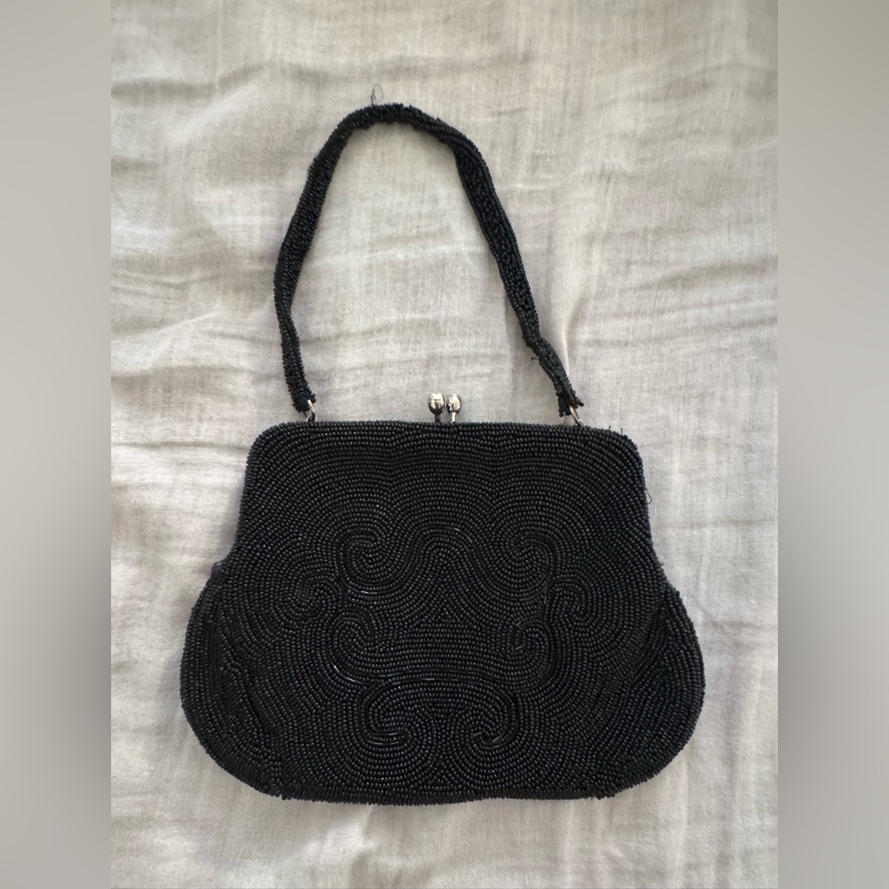 Vintage Black Beaded Handbag
